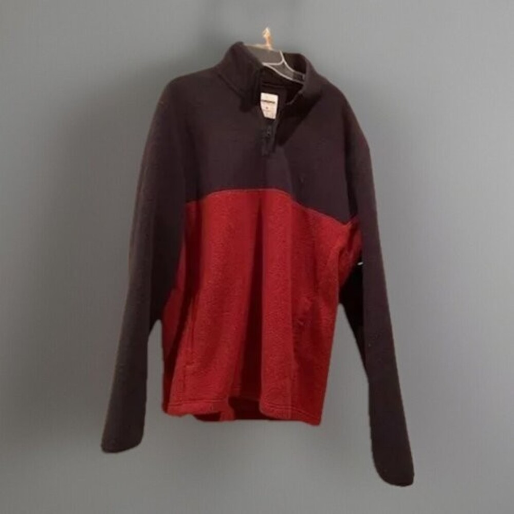 Sonoma Fleece 1/4 Zip Sweatshirt Red Navy Mens Size Medium